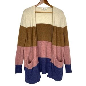 Madewell Sz Medium‎ Cardigan Wool Alpaca Open Striped Cozy Soft Sweater Preppy M